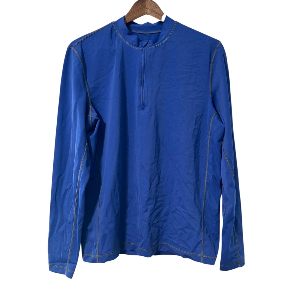 Lands‎ End Blue 1/4 Zip Pullover Long Sleeve Activewear Top Mens Large